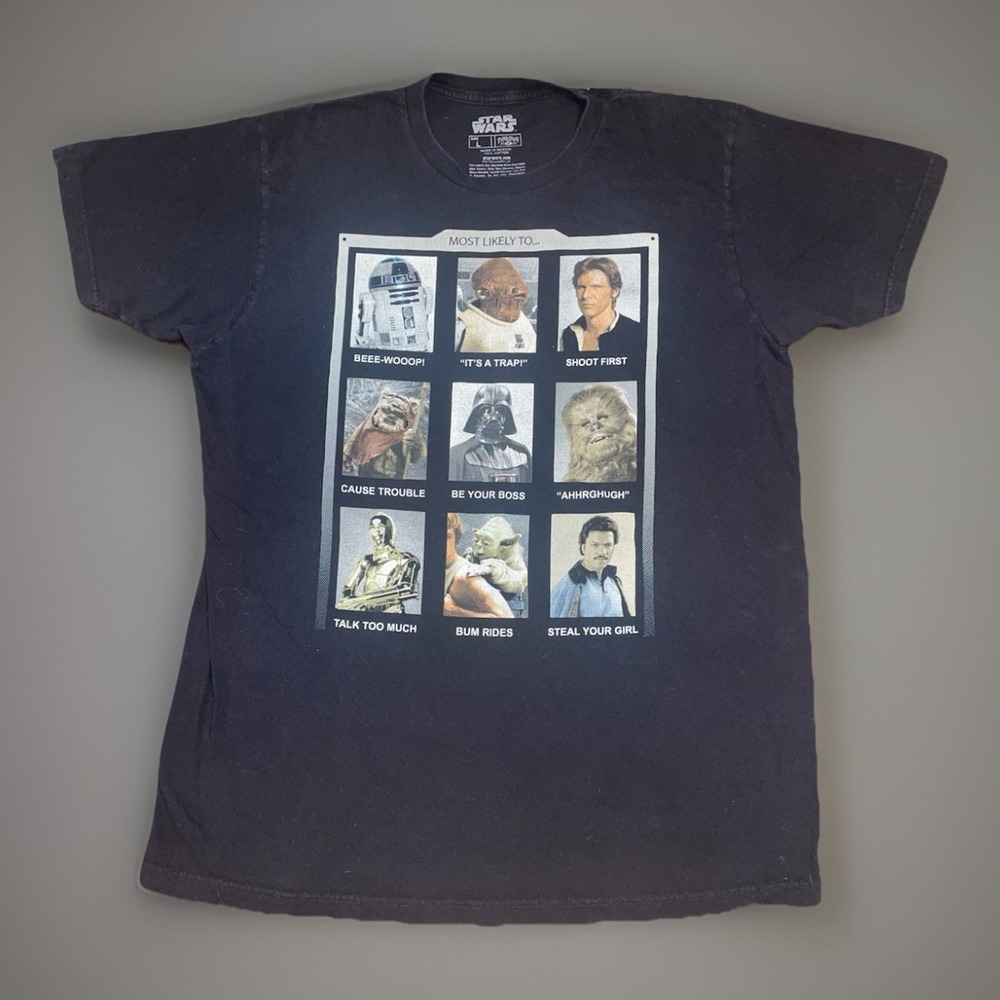 Star Wars Disney Darth Vader Characters Black Graphic Print T-shirt - Large